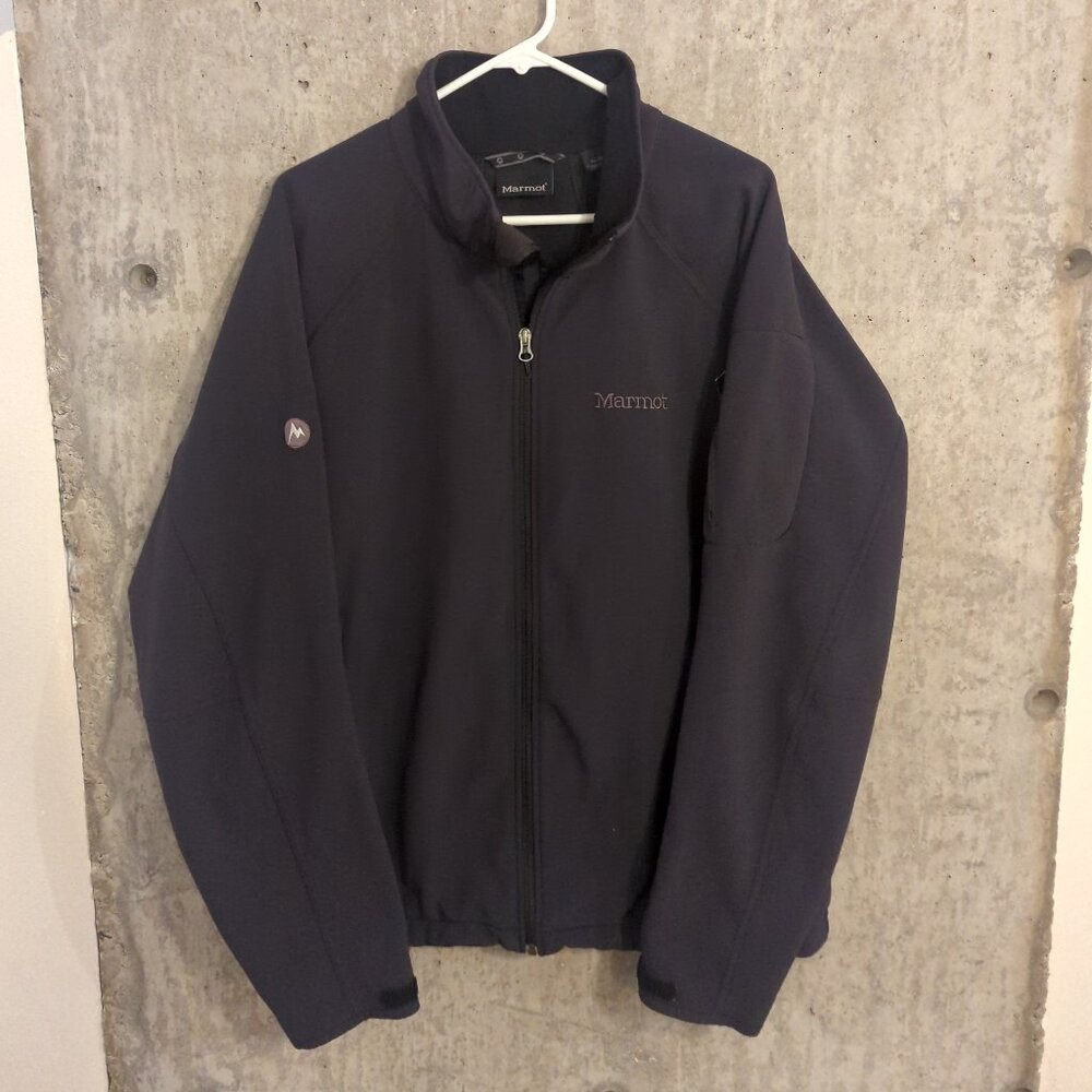Marmot Mens XL Black Full Zip Soft Shell Nylon Jacket Coat Gorpcore Hiking